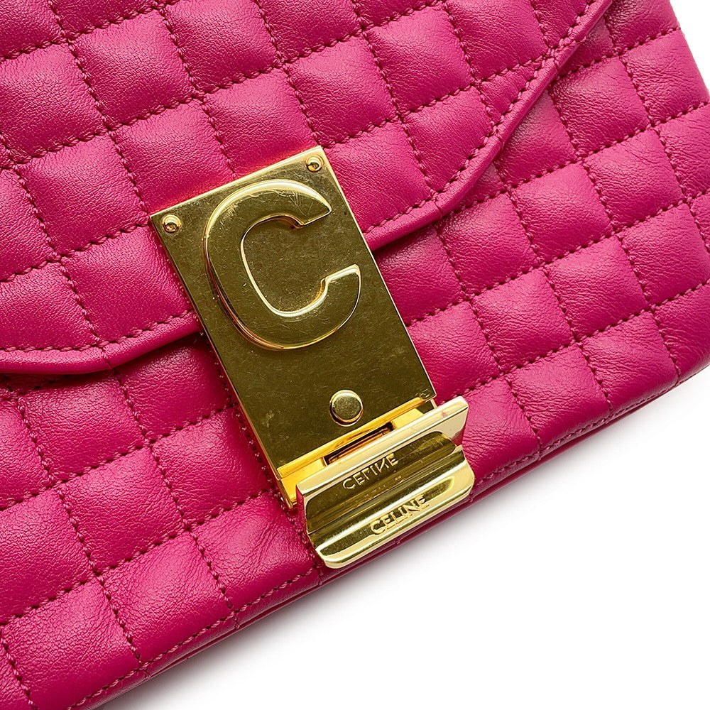 CELINE C Chain Shoulder Bag Pink188403 Leather Size Small