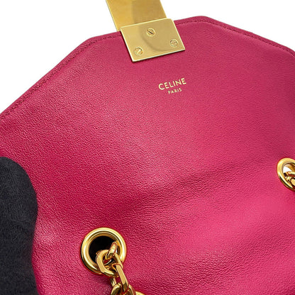 CELINE C Chain Shoulder Bag Pink188403 Leather Size Small