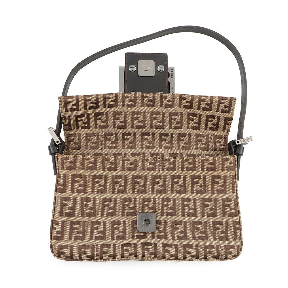 FENDI Zucchino mamma bucket Beige/Brown8BK005 Canvas Leather Size Mini