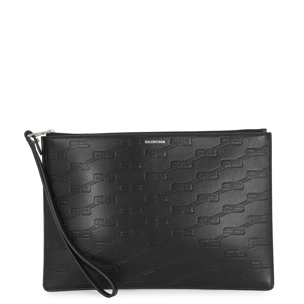 BALENCIAGA BB Logo Clutch Bag Black717791 Leather