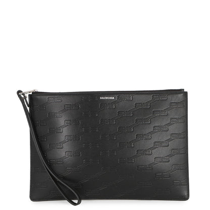 BALENCIAGA BB Logo Clutch Bag Black717791 Leather