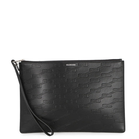 BALENCIAGA BB Logo Clutch Bag Black717791 Leather