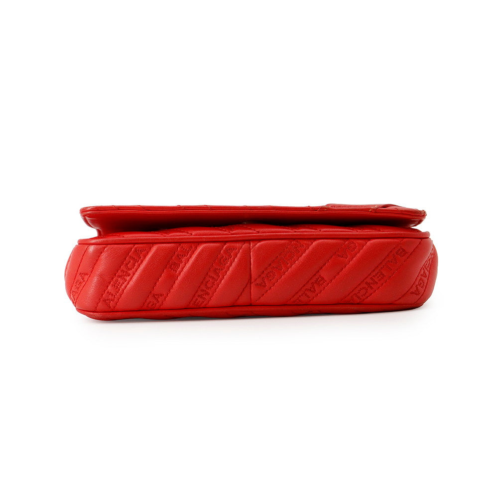 BALENCIAGA Everyday Chain Shoulder Bag Red502027 Leather
