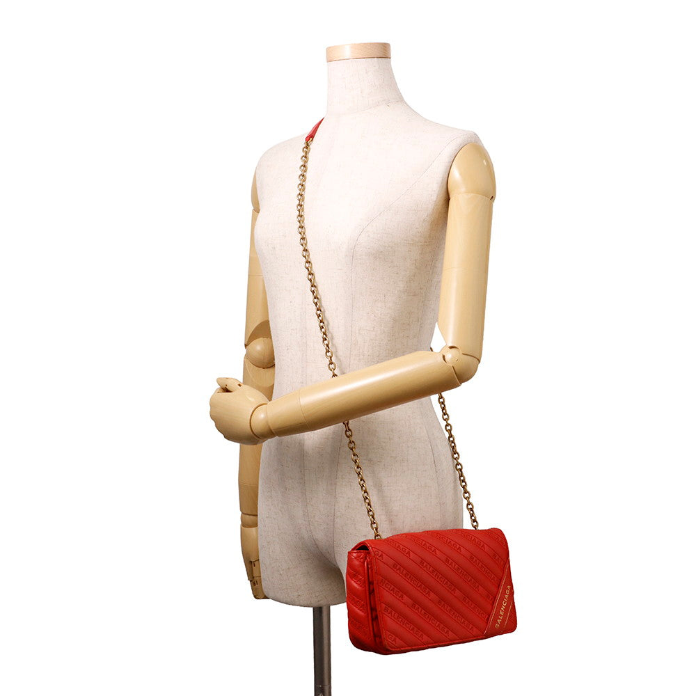 BALENCIAGA Everyday Chain Shoulder Bag Red502027 Leather