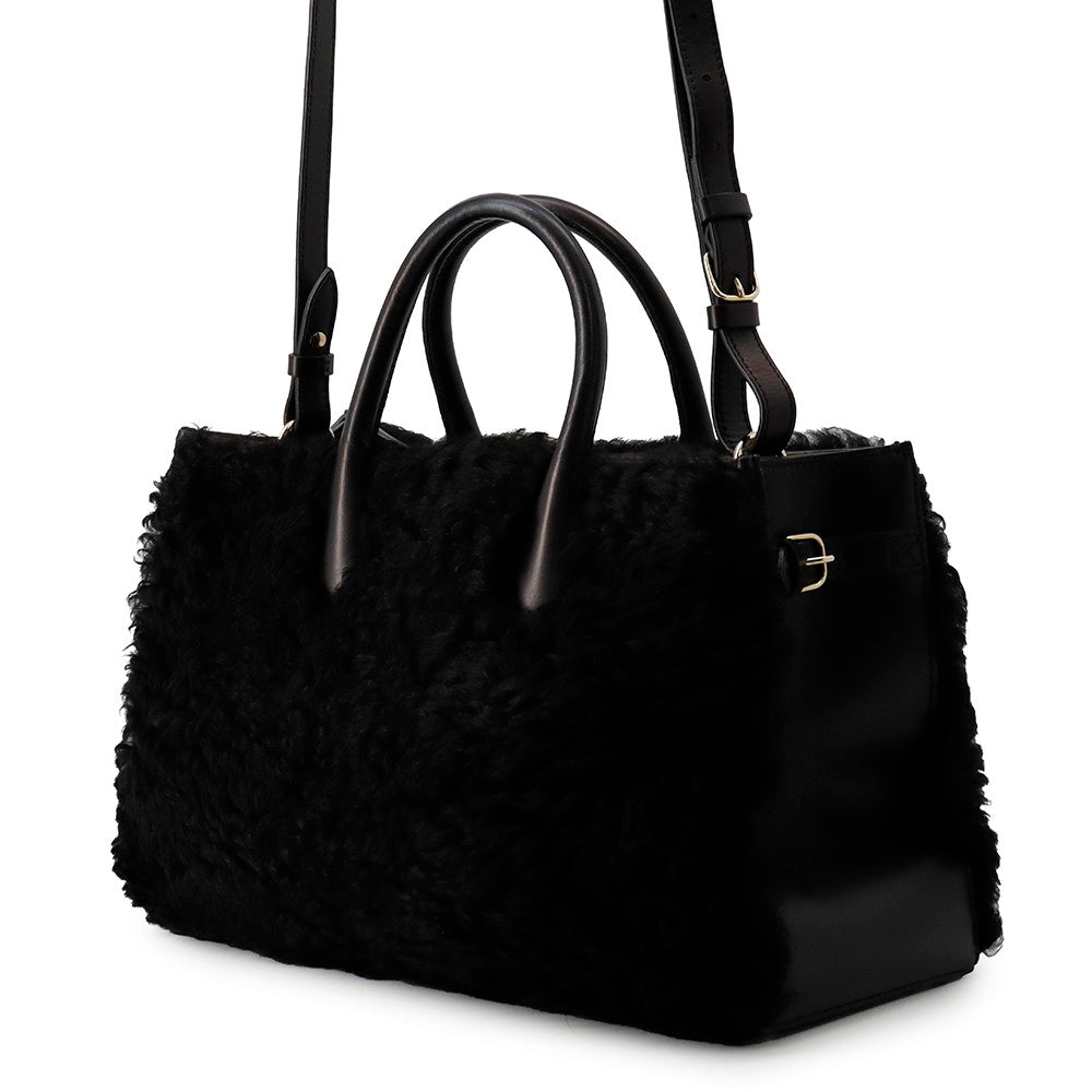 BALENCIAGA PadlockNude Black347235 Fur Leather