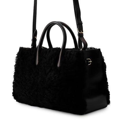 BALENCIAGA PadlockNude Black347235 Fur Leather