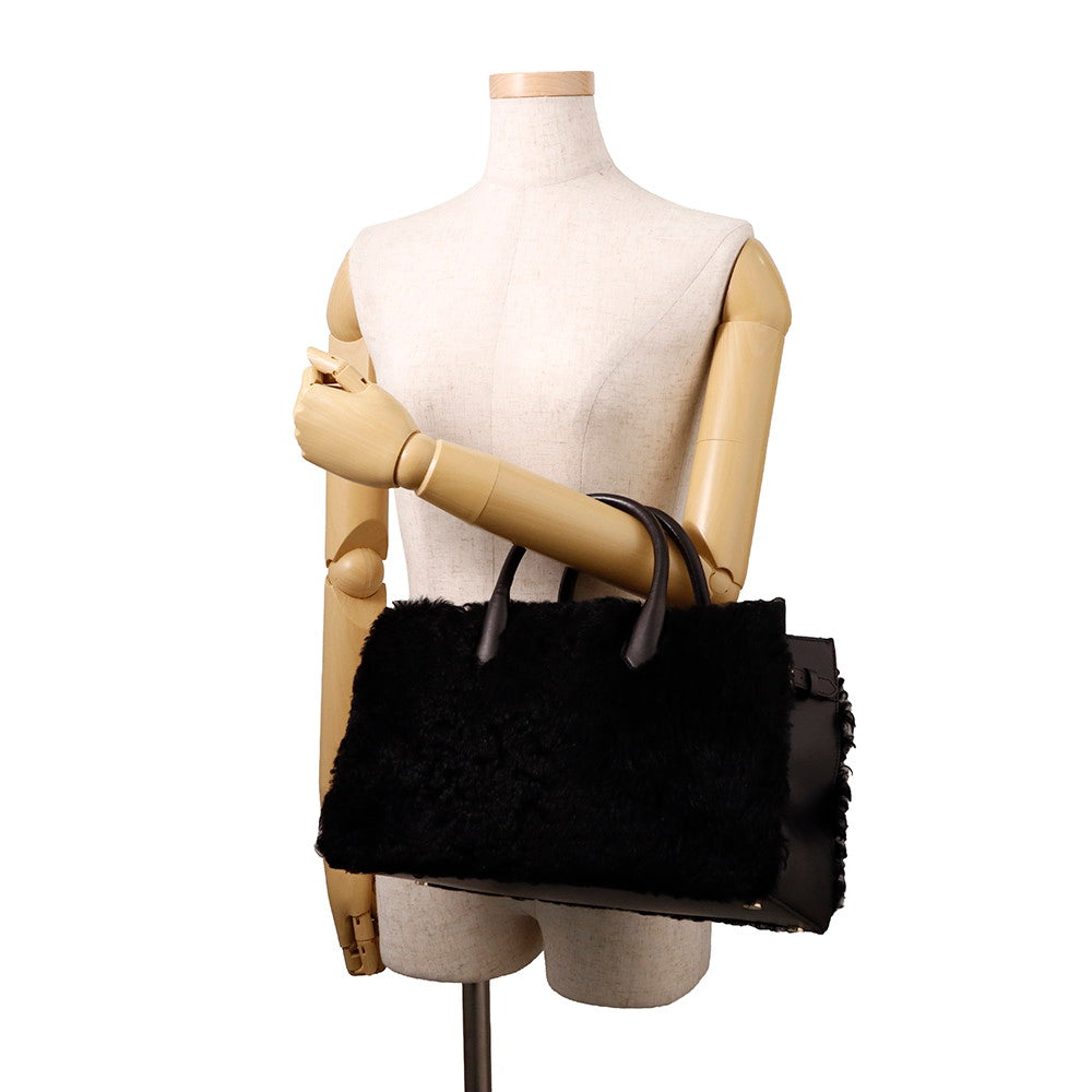 BALENCIAGA PadlockNude Black347235 Fur Leather
