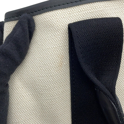 BALENCIAGA Navy Cabas Tote Bag White/Black339933 Canvas Leather Size S