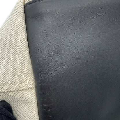 BALENCIAGA Navy Cabas Tote Bag White/Black339933 Canvas Leather Size S