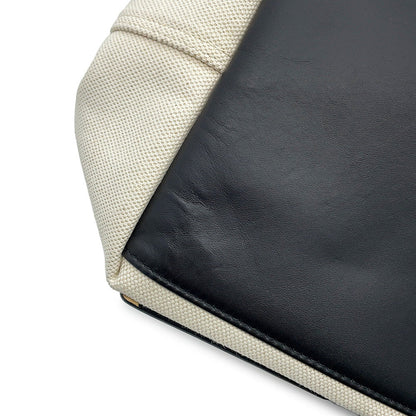 BALENCIAGA Navy Cabas Tote Bag White/Black339933 Canvas Leather Size S