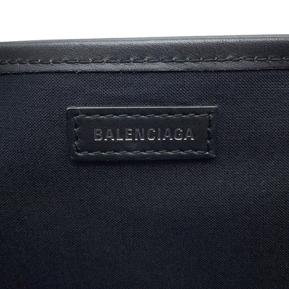 BALENCIAGA Navy Cabas Tote Bag White/Black339933 Canvas Leather Size S