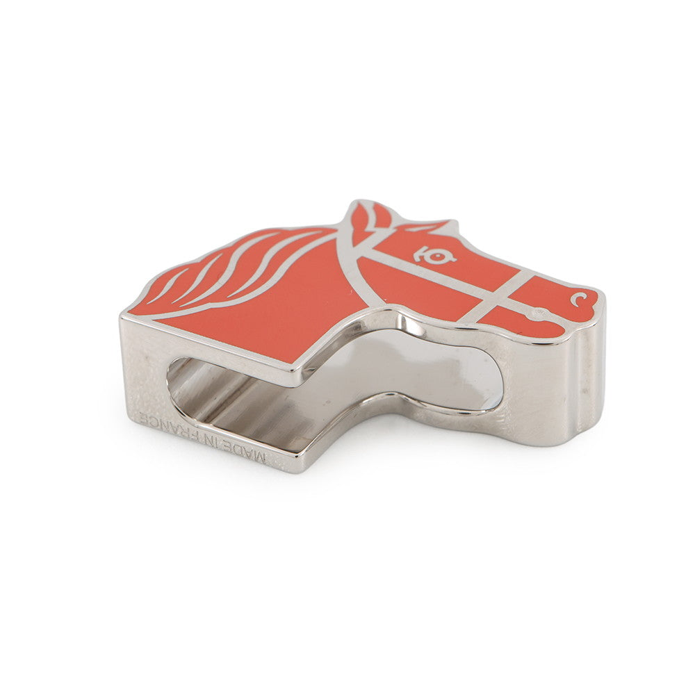 HERMES Quadrije Horse TwillyRing Brown/Silverv Metal