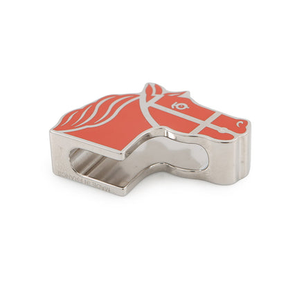 HERMES Quadrije Horse TwillyRing Brown/Silverv Metal