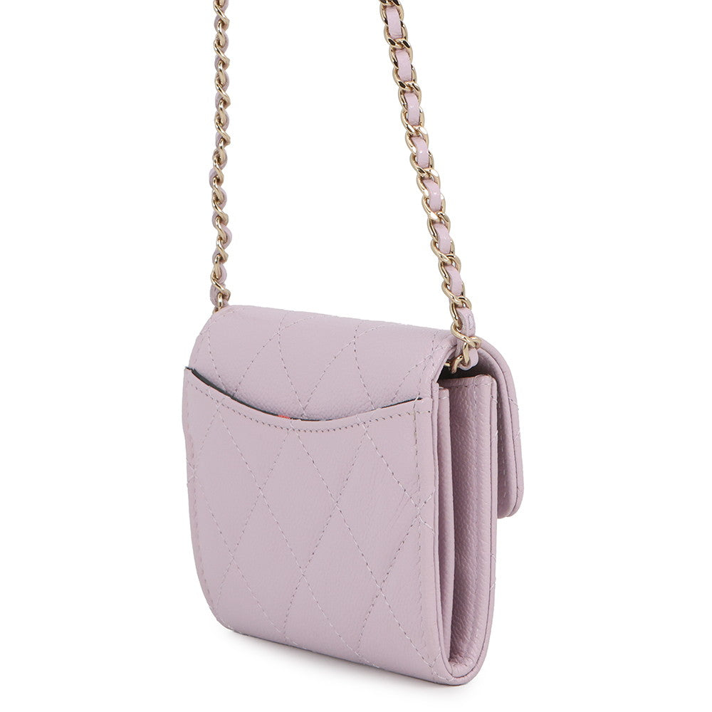 CHANEL Matelasse Chain wallet Light PinkAP0238 Caviar Leather