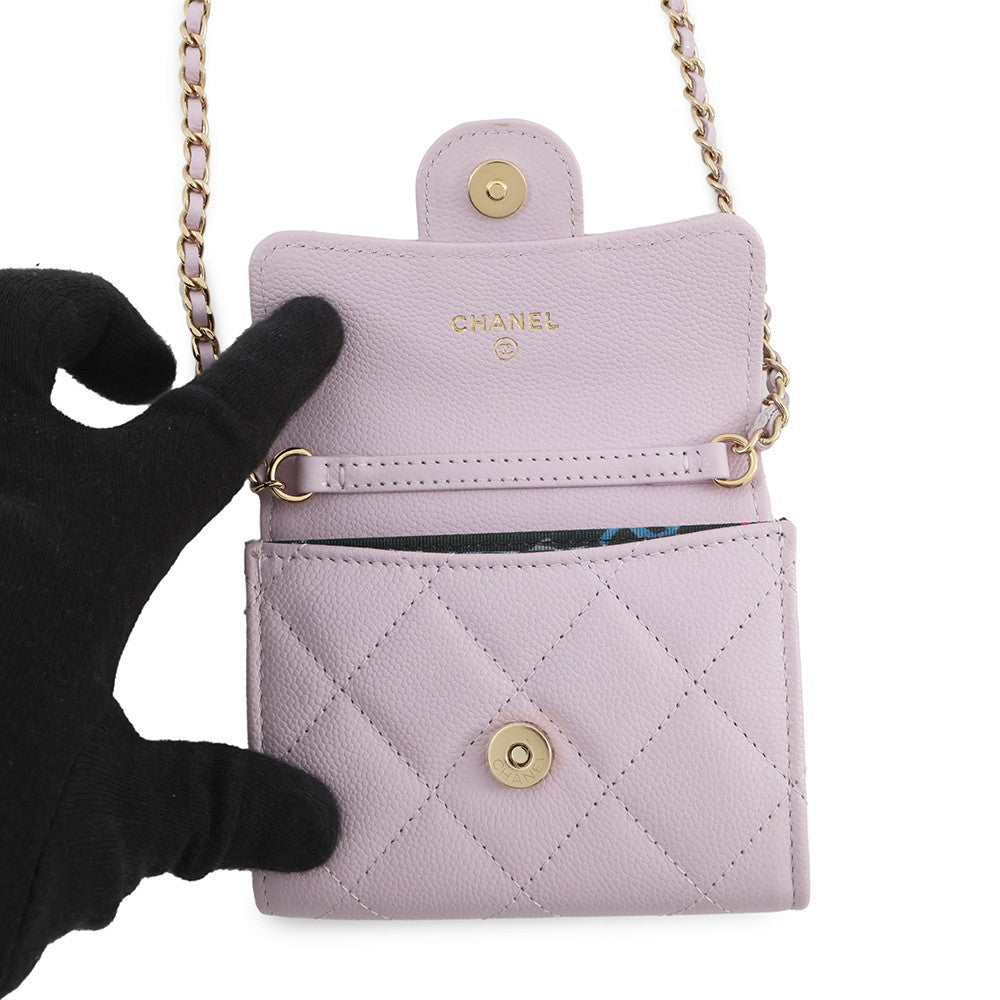 CHANEL Matelasse Chain wallet Light PinkAP0238 Caviar Leather