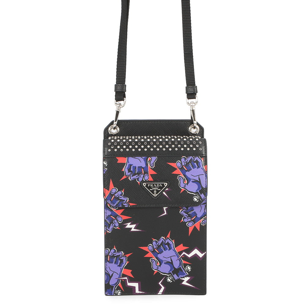 PRADA Frankenstein Shoulder Pouch Black/Purple2ZH068 Saffiano Leather