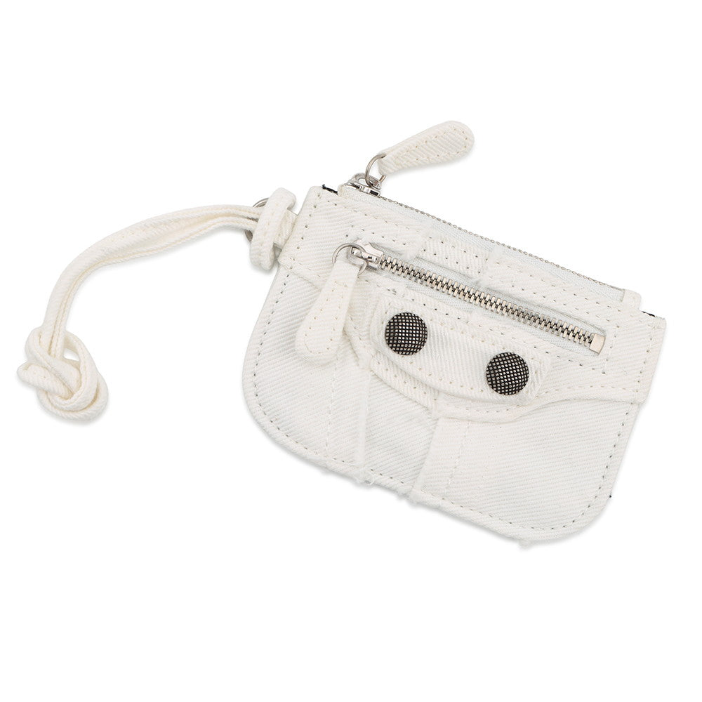 BALENCIAGA Le Cagol Coin Purse White776769 Denim