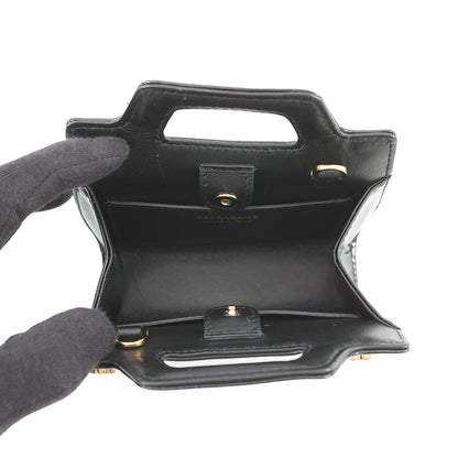 Ferragamo Gancini Chain Pouch Black213984 Patent Leather