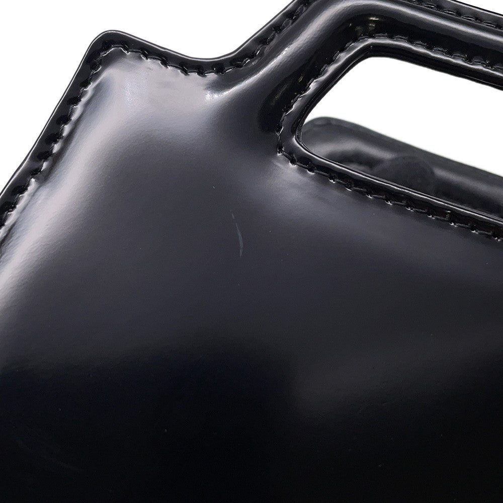 Ferragamo Gancini Chain Pouch Black213984 Patent Leather