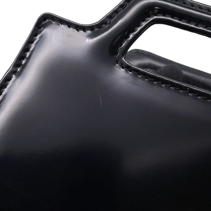 Ferragamo Gancini Chain Pouch Black213984 Patent Leather