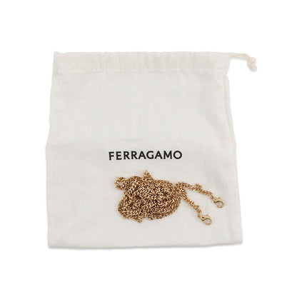 Ferragamo Gancini Chain Pouch Black213984 Patent Leather