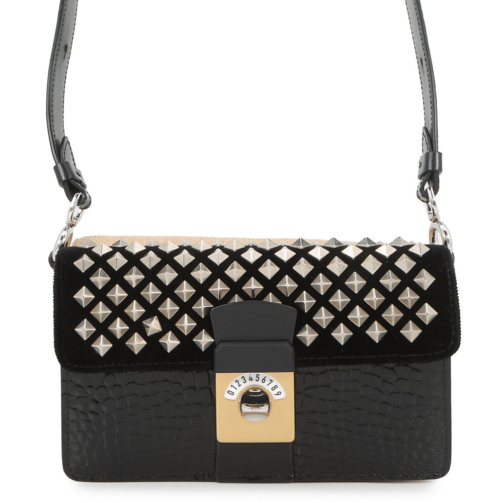 Maison Margiela Maison Margiela NewLock Horizontal Shoulder Bag Black/BeigeSB1WD0005P5019H1658 Leather Velour Canvas