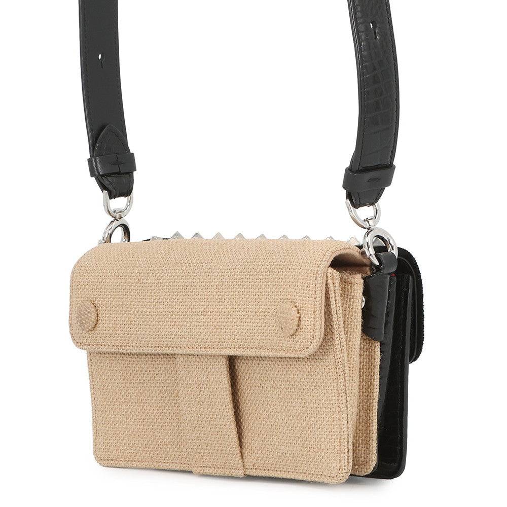 Maison Margiela Maison Margiela NewLock Horizontal Shoulder Bag Black/BeigeSB1WD0005P5019H1658 Leather Velour Canvas