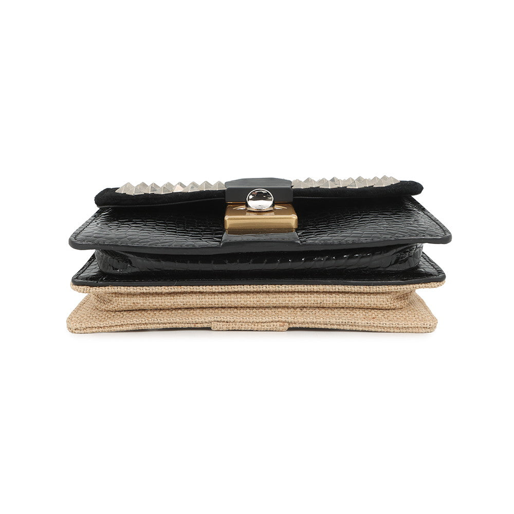 Maison Margiela Maison Margiela NewLock Horizontal Shoulder Bag Black/BeigeSB1WD0005P5019H1658 Leather Velour Canvas
