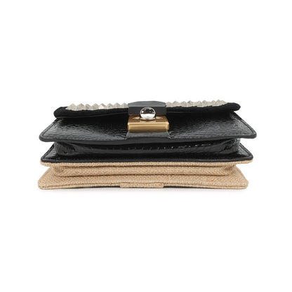 Maison Margiela Maison Margiela NewLock Horizontal Shoulder Bag Black/BeigeSB1WD0005P5019H1658 Leather Velour Canvas