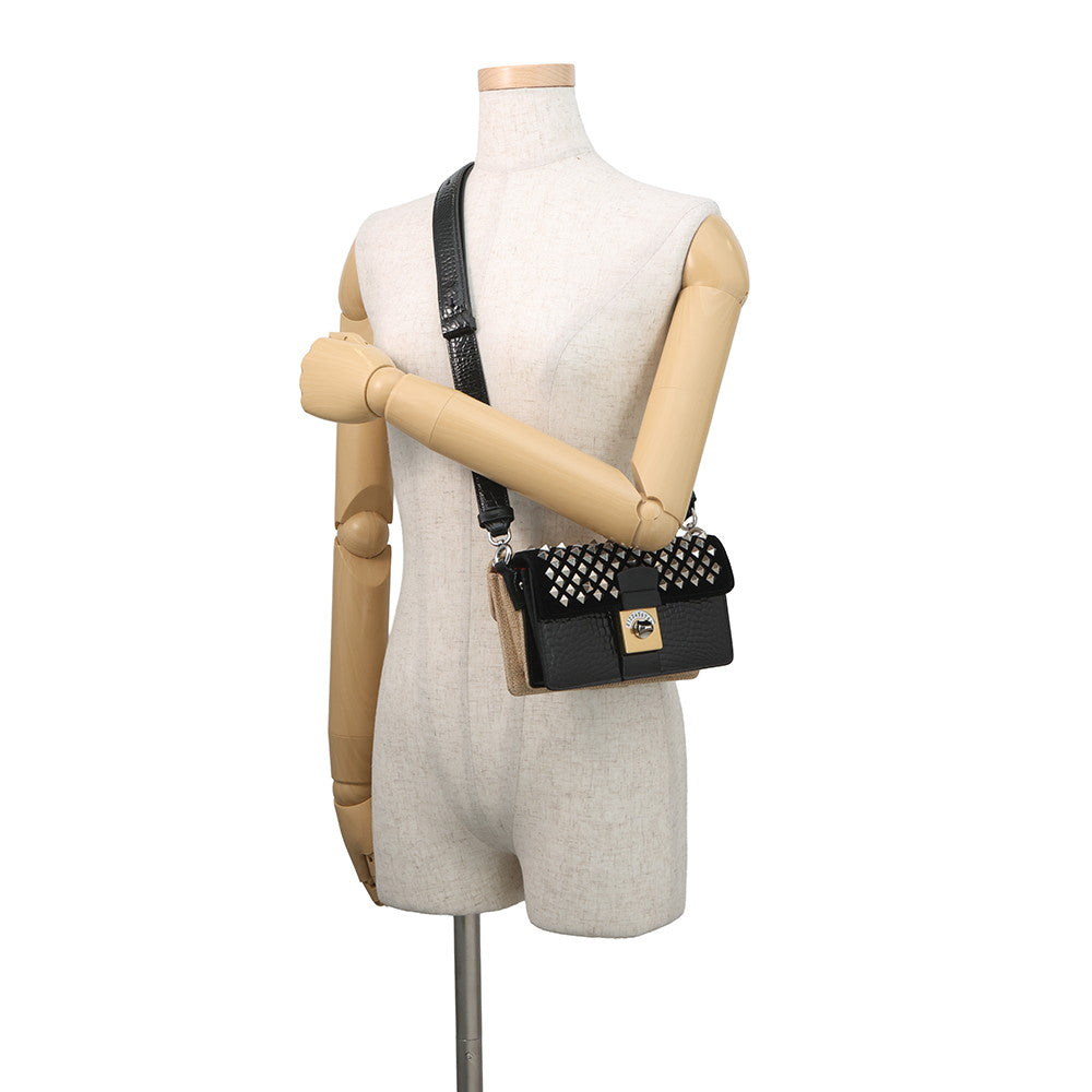 Maison Margiela Maison Margiela NewLock Horizontal Shoulder Bag Black/BeigeSB1WD0005P5019H1658 Leather Velour Canvas