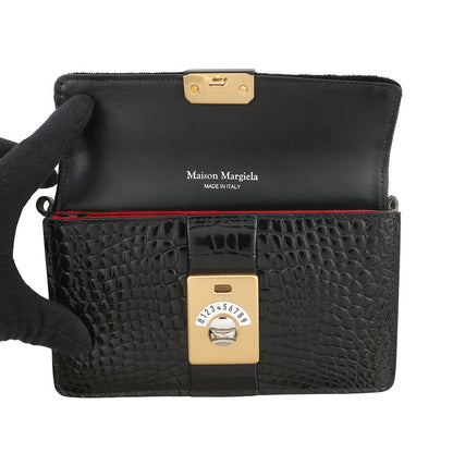Maison Margiela Maison Margiela NewLock Horizontal Shoulder Bag Black/BeigeSB1WD0005P5019H1658 Leather Velour Canvas