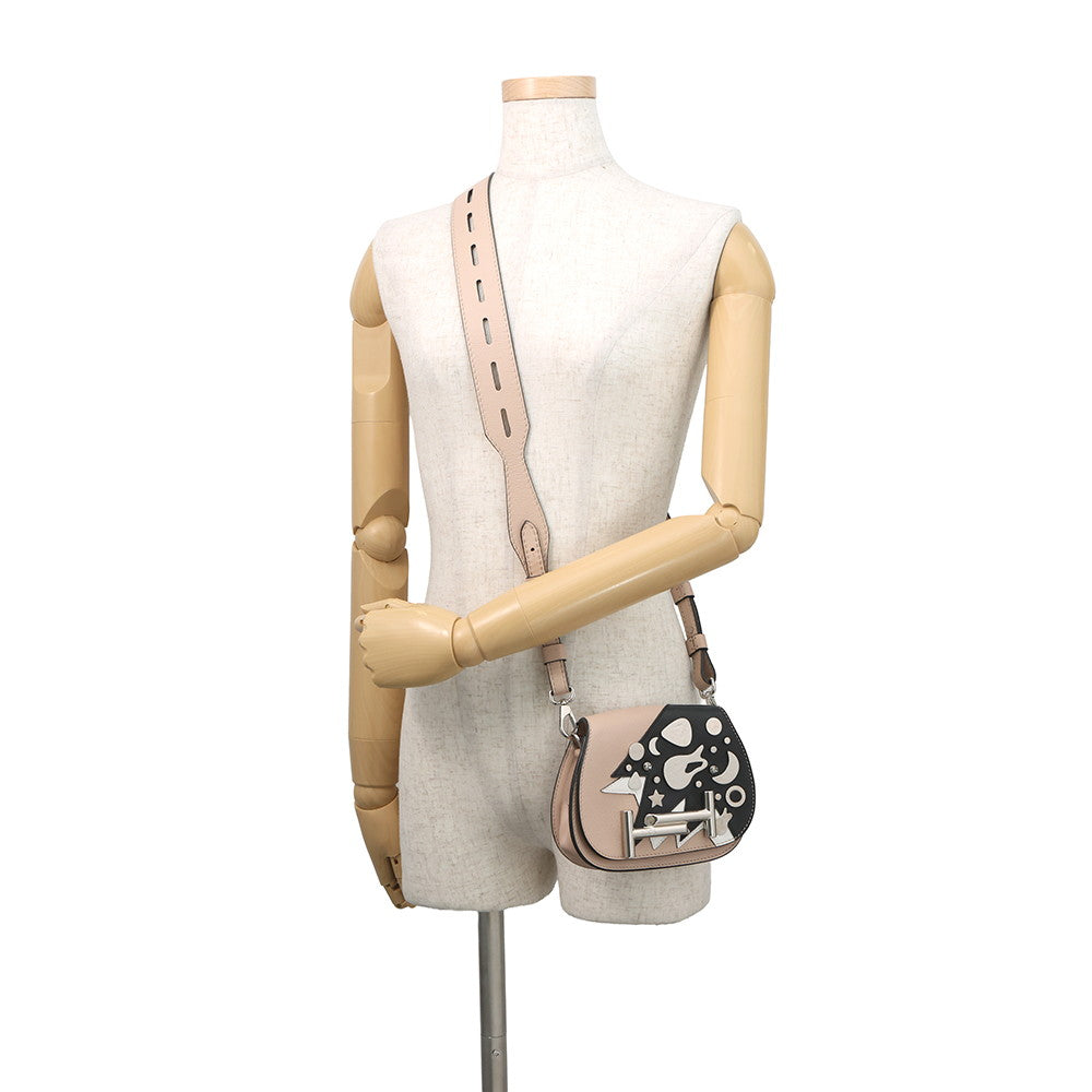TOD’S Double-T Shoulder Bag Jasmin Flower/Black/White Leather Rhinestone