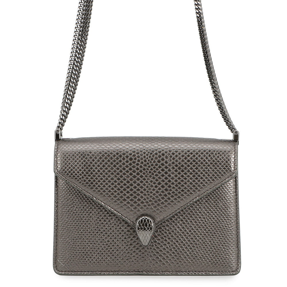 BVLGARI Serpenti Chain Shoulder Bag Silver290543 Molten Karung