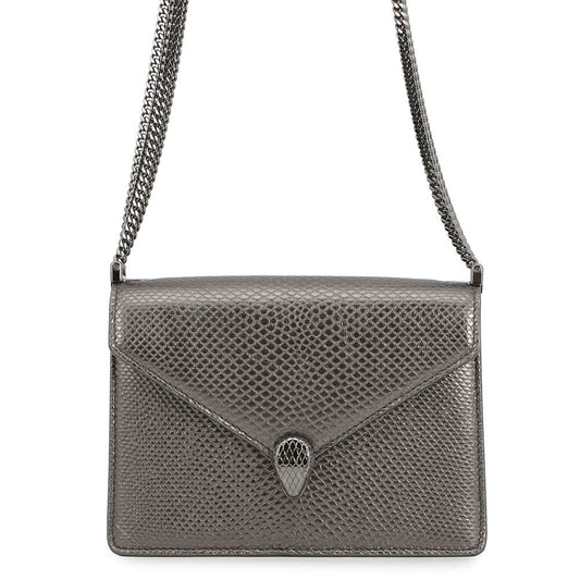 BVLGARI Serpenti Chain Shoulder Bag Silver290543 Molten Karung