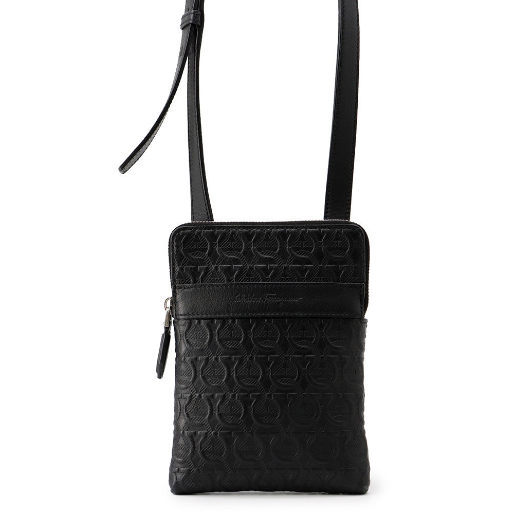Ferragamo Gancini Shoulder Bag Black240311 745006 Calf Leather