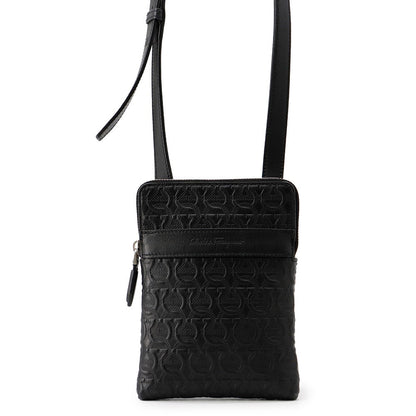 Ferragamo Gancini Shoulder Bag Black240311 745006 Calf Leather