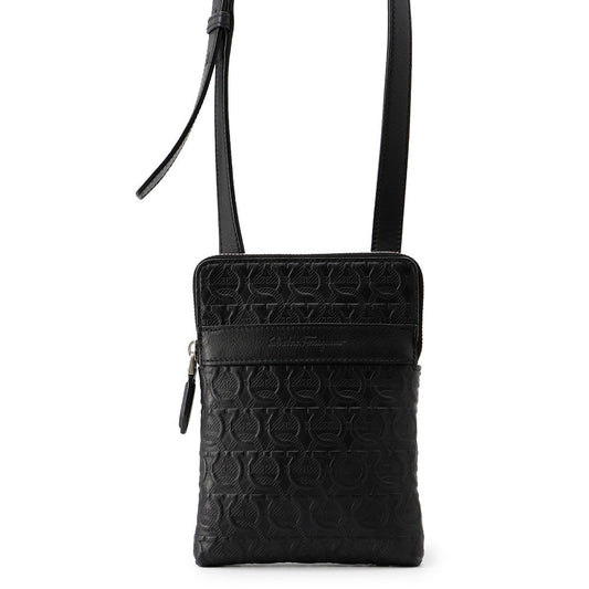 Ferragamo Gancini Shoulder Bag Black240311 745006 Calf Leather