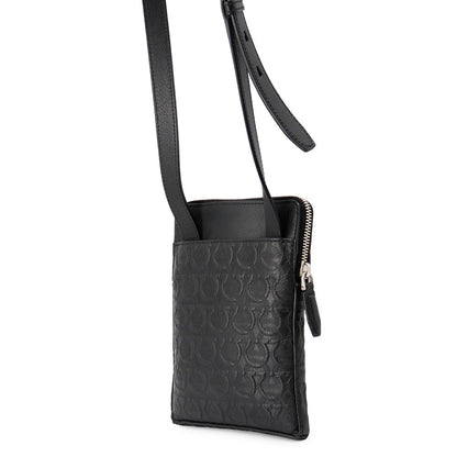 Ferragamo Gancini Shoulder Bag Black240311 745006 Calf Leather