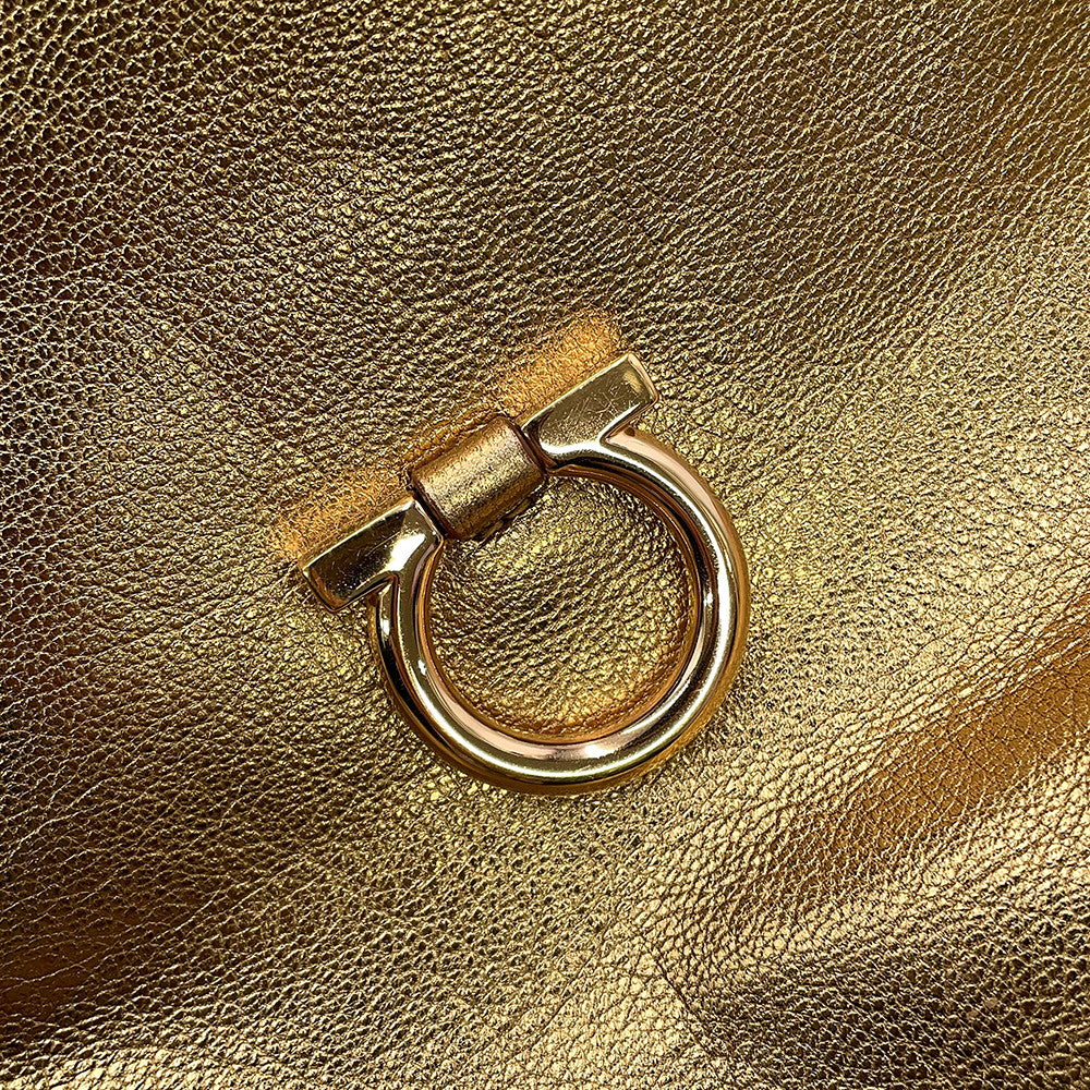 Ferragamo Gancini One Shoulder Bag Gold21B717 Leather