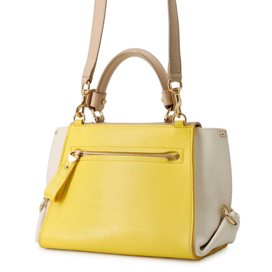 Ferragamo Sofia Gancini 2-way Bag Mimosa/White/Beige21D570 Calf Leather