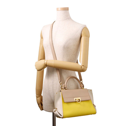 Ferragamo Sofia Gancini 2-way Bag Mimosa/White/Beige21D570 Calf Leather