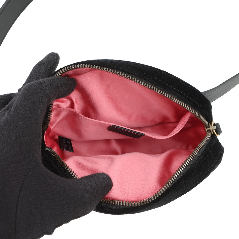 GUCCI GG Marmont Crossbody Bag Black/Pink476434 493075 Leather Velour
