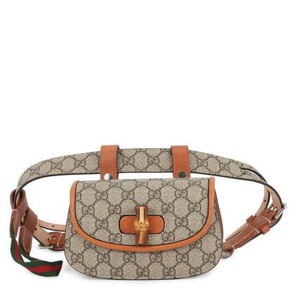 GUCCI Bamboo 1947 Waist Bag Beige/Brown681137 GG Supreme Leather Size Mini