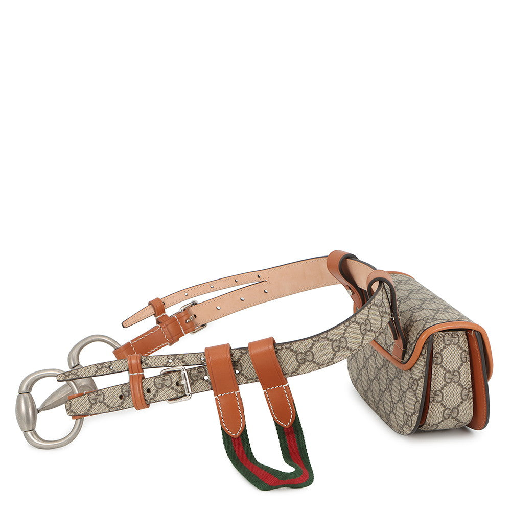 GUCCI Bamboo 1947 Waist Bag Beige/Brown681137 GG Supreme Leather Size Mini