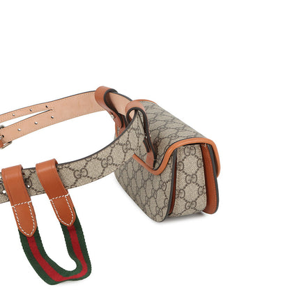 GUCCI Bamboo 1947 Waist Bag Beige/Brown681137 GG Supreme Leather Size Mini