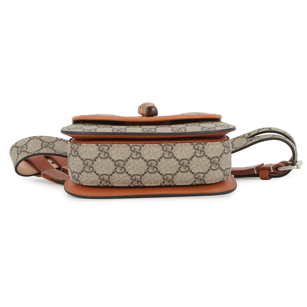 GUCCI Bamboo 1947 Waist Bag Beige/Brown681137 GG Supreme Leather Size Mini