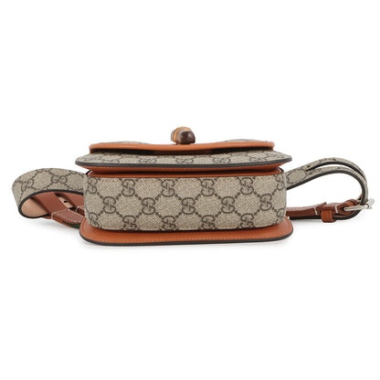 GUCCI Bamboo 1947 Waist Bag Beige/Brown681137 GG Supreme Leather Size Mini