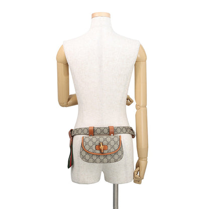 GUCCI Bamboo 1947 Waist Bag Beige/Brown681137 GG Supreme Leather Size Mini
