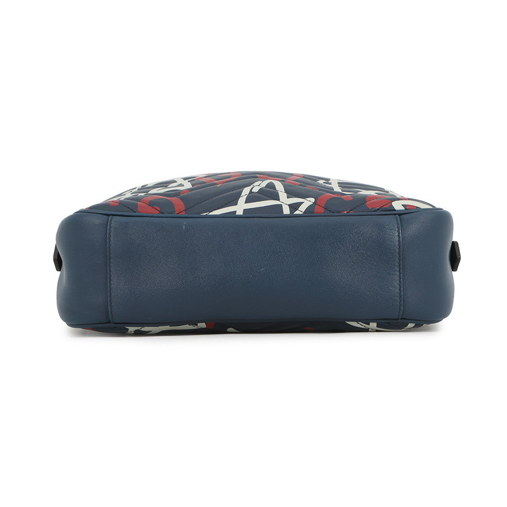 GUCCI GG Marmont Ghost Shoulder Bag Blue443499 Leather