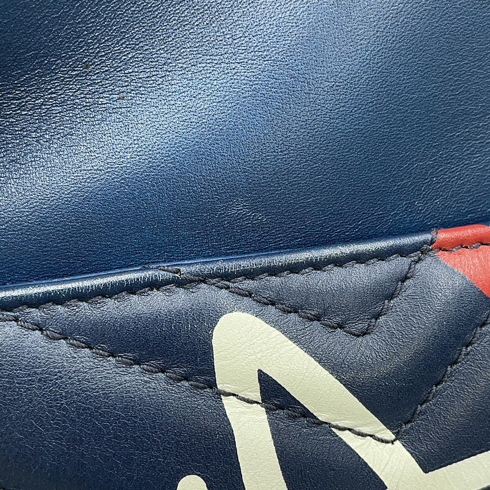 GUCCI GG Marmont Ghost Shoulder Bag Blue443499 Leather